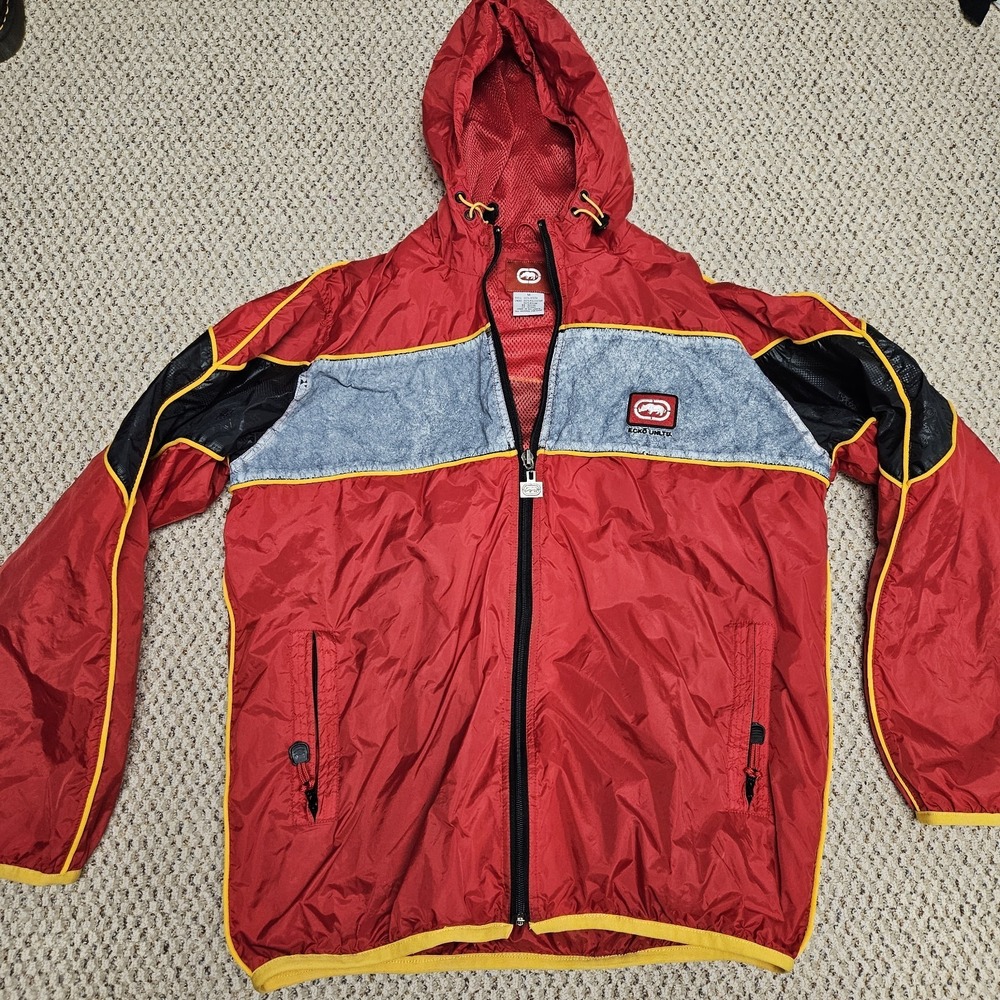 VINTAGE Ecko Unltd Jacket Mens Medium Black Zip Y2K Track Racing